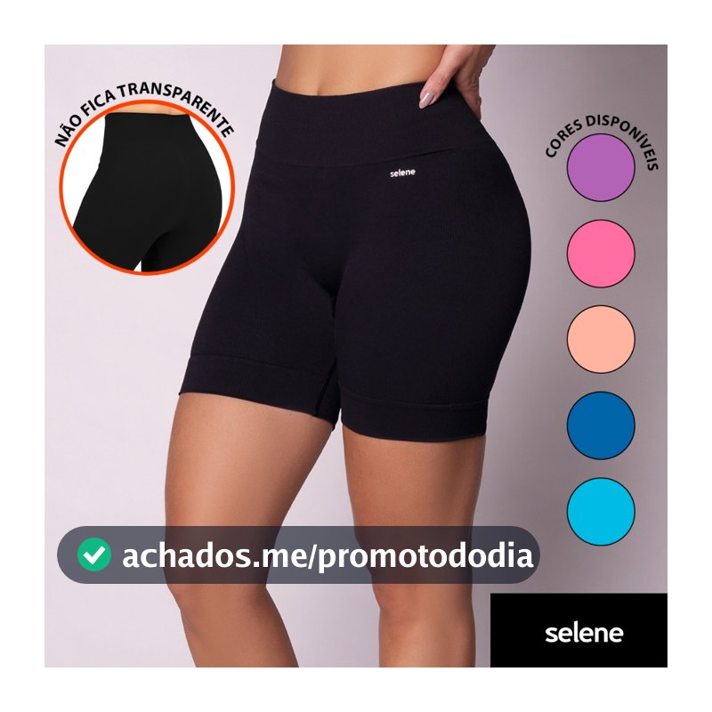 Short Legging Selene Poliamida Sem Costura Bermuda Academia Sem Zero Transparência Cós Alto Fitness