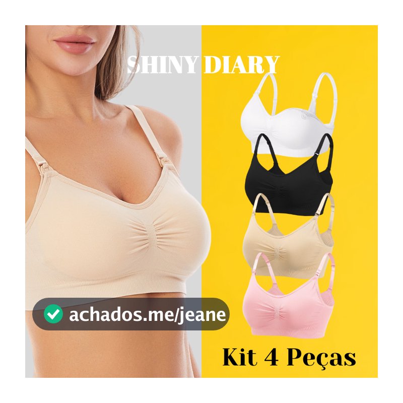 Kit 4 Sutiã de Amamentação com Bojo Removível e Conforto Reforçado