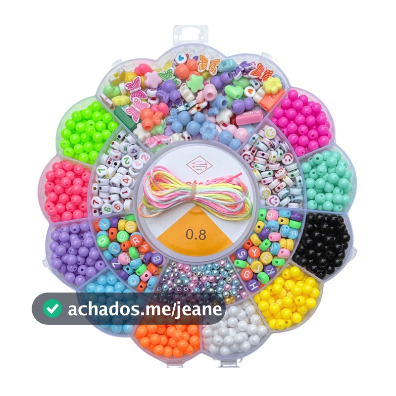 Kit Miçangas para Fazer Pulseira Infantil Colorida Bijuteria Colar Phone Strap Maleta Kit Miçangas