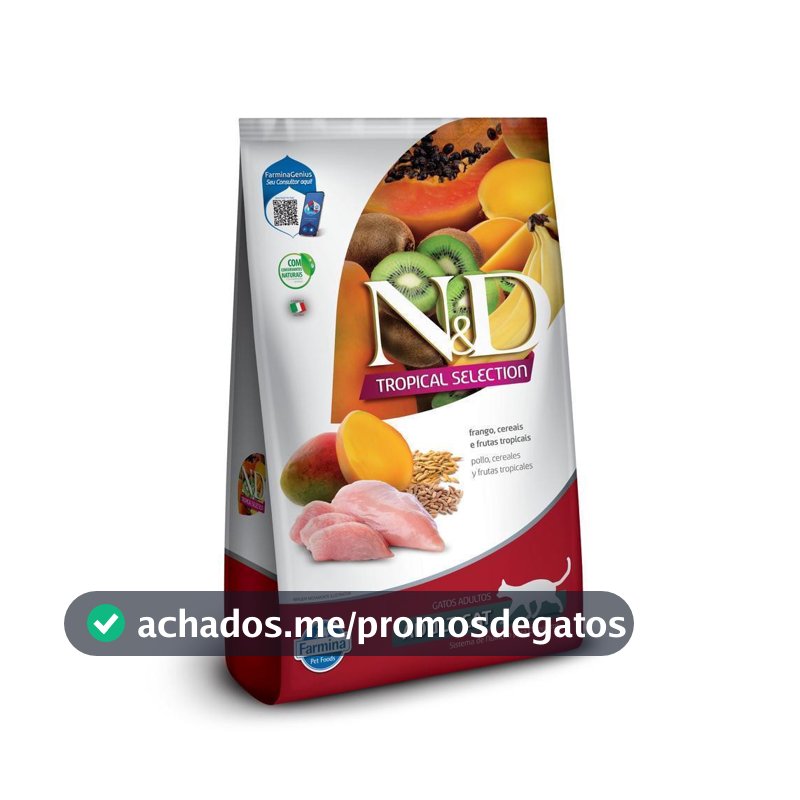 N&D Tropical para Gatos Adultos de Todas as Raças Sabor Frango, Cereais e Frutas Tropicais 7Kg