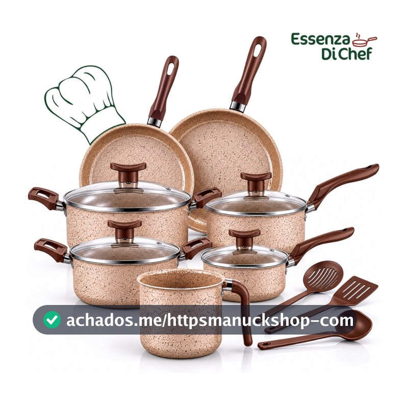 Jogo De Panelas Antiaderente 10 Peças Bianco Conjunto Kit Teflon  Com Tampa De Vidro Temperado Cozinha