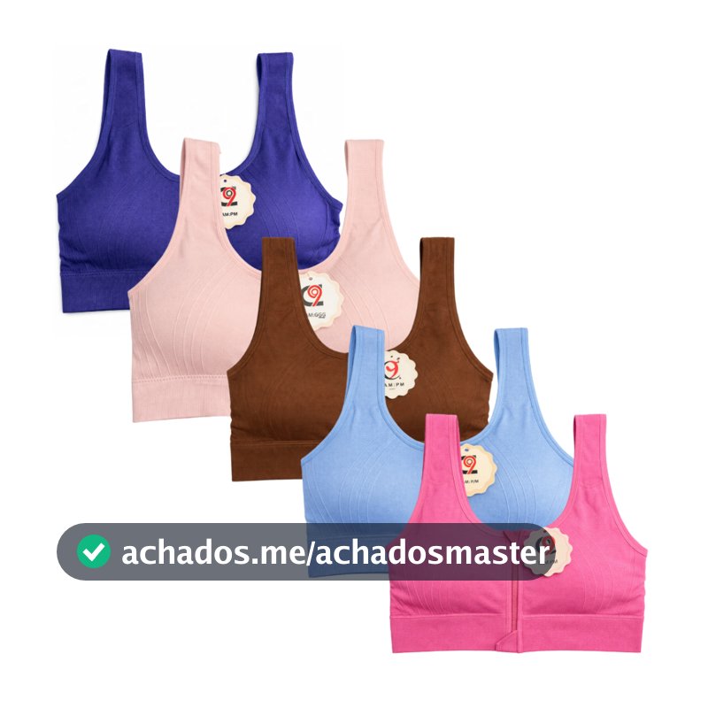 Top Sutiã com Bojo e Zíper Segunda Pele Várias Cores Confortável