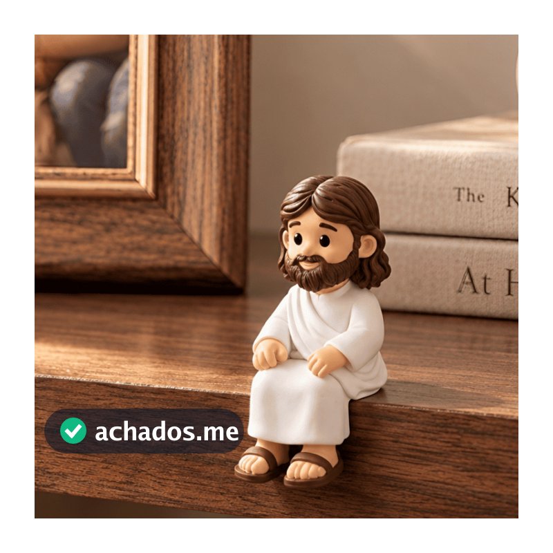 Mini Jesus Sentado Decorativo Oratório Para Monitor Mesa Prateleira Nicho Carro Kit