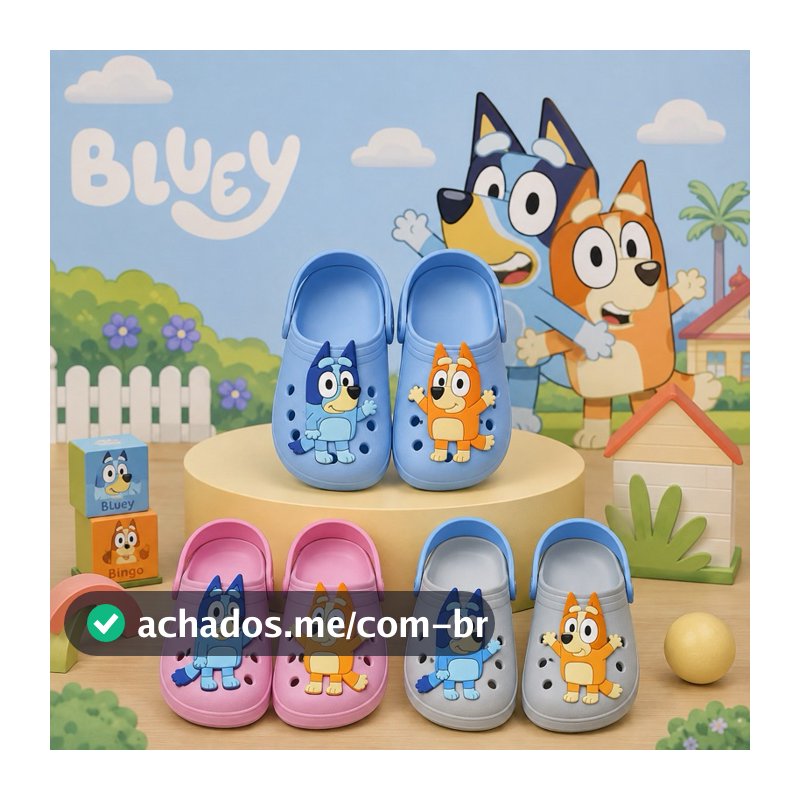 Sandalia Babuche Infantil Papete Bluey e Bingo Confortavel Leve