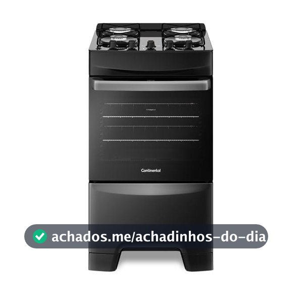 Fogão 4 Bocas Continental Preto Automático com TOPLimpaFácil e Mesa de Vidro (FC4GP) Premium