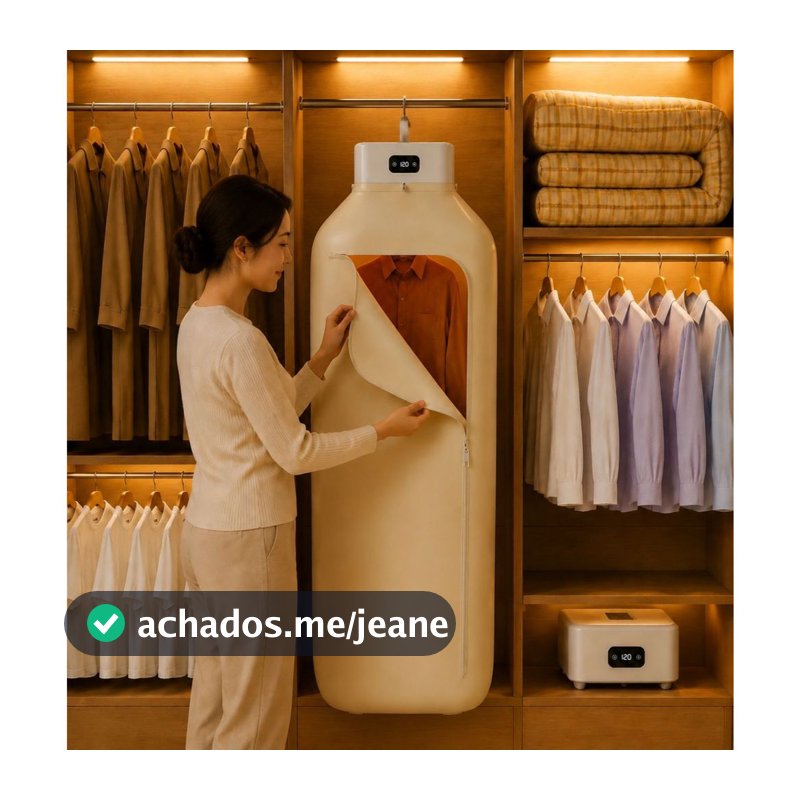 Secador Roupas Portátil Elétrico 600W/800W Dobrável Timer Digital Touch  Secagem Rápida