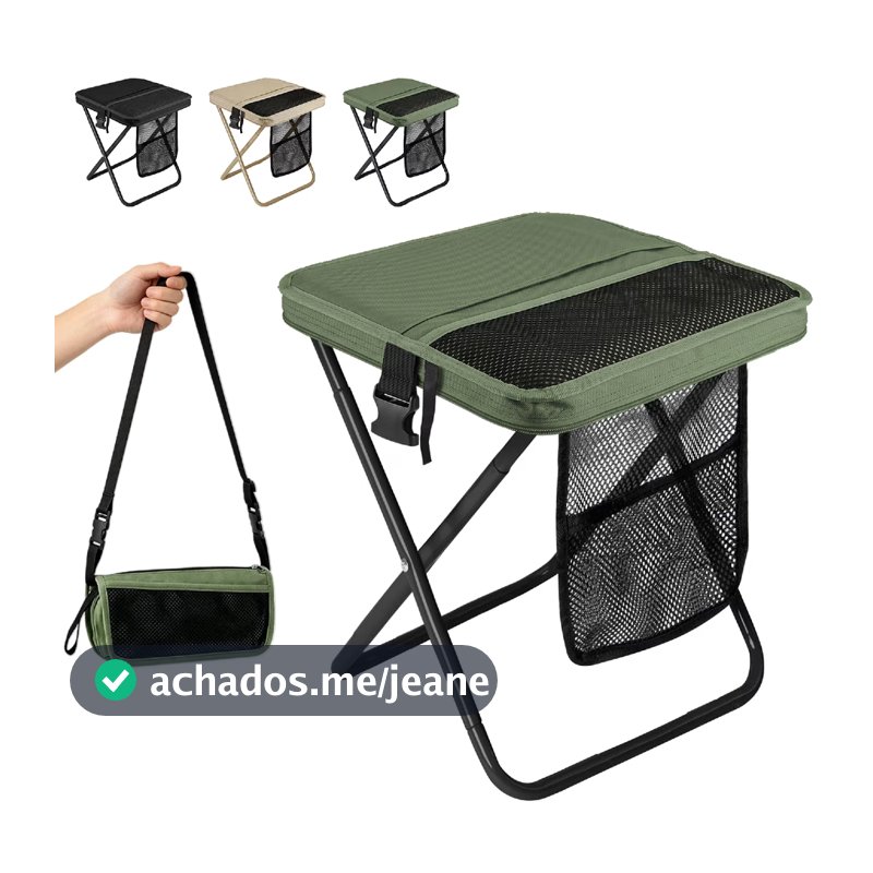 Banqueta e Cadeira 2 em 1 Dobrável Leve com Mochila para Pesca, Acampamento e Piquenique ao Ar Livre