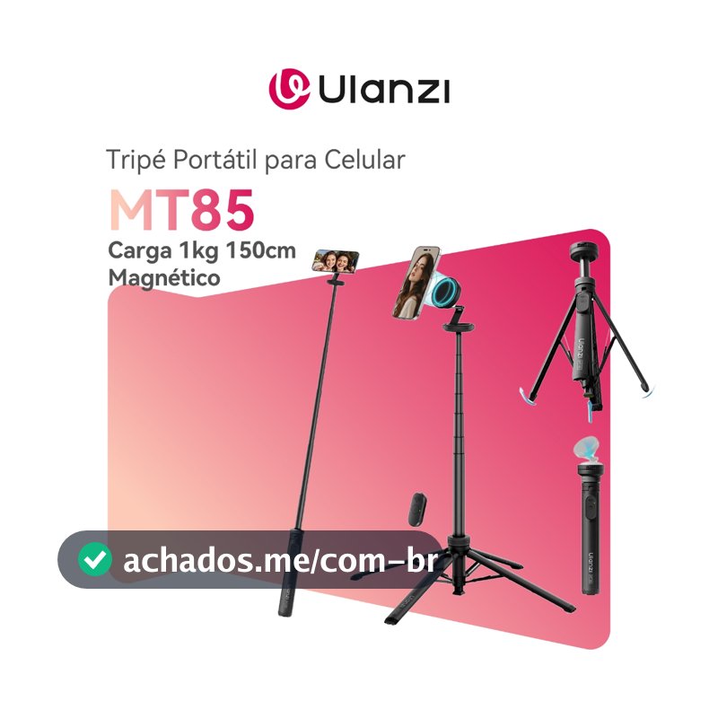 ULANZI MT85 Tripé Magnético MagSafe 1,5m Base 4 Pernas Estabilizadora Controle Bluetooth iPhone