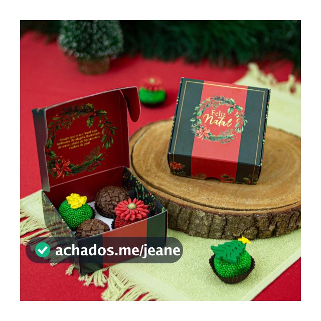 10 Caixa Embalagem Para 4 Doces e Presentes - Coleção Harmonia - Feliz Natal