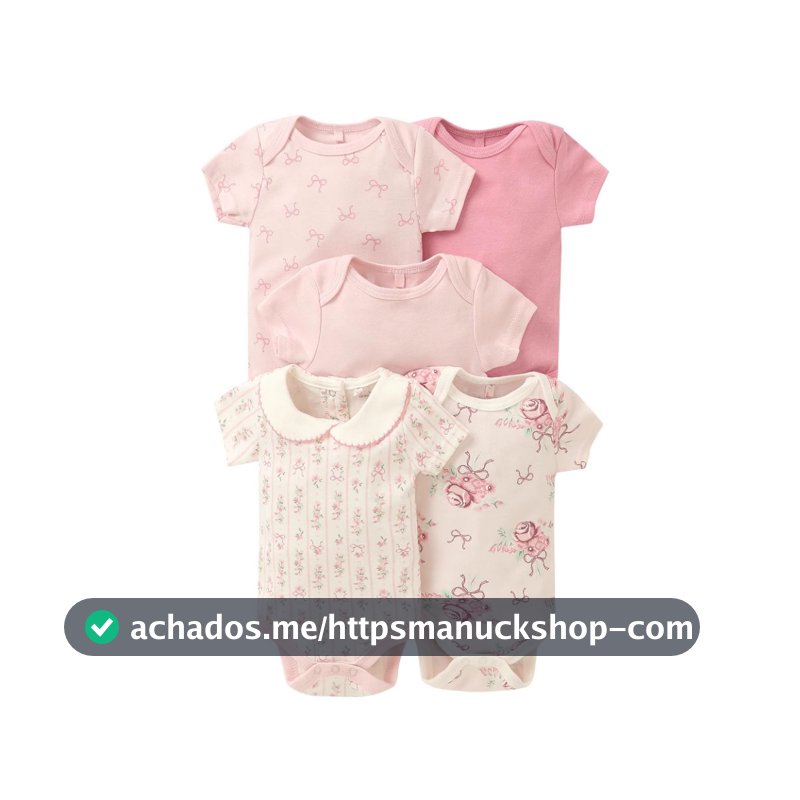 Kit 5 Pecas Body Bebe Manga Curta Algodao Suedine Meninos e meninas-Gama completa de produtos na loja