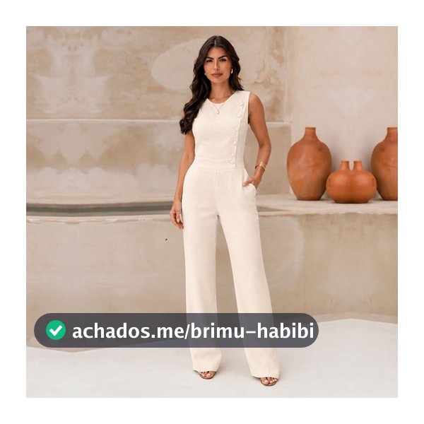 Macacão Longo Feminino Alfaiataria com botões forrados Moderno