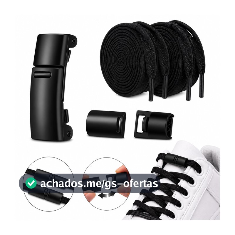 Cadarço Magnético Sem Amarrar Ajustável Elástico para Tênis Adulto Infantil Cores Fashion