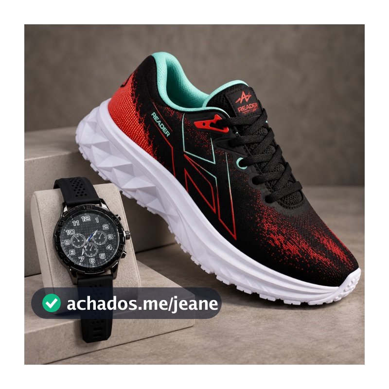 Kit Tênis masculino Racer casual esporte + rélogio masculino estiloso
