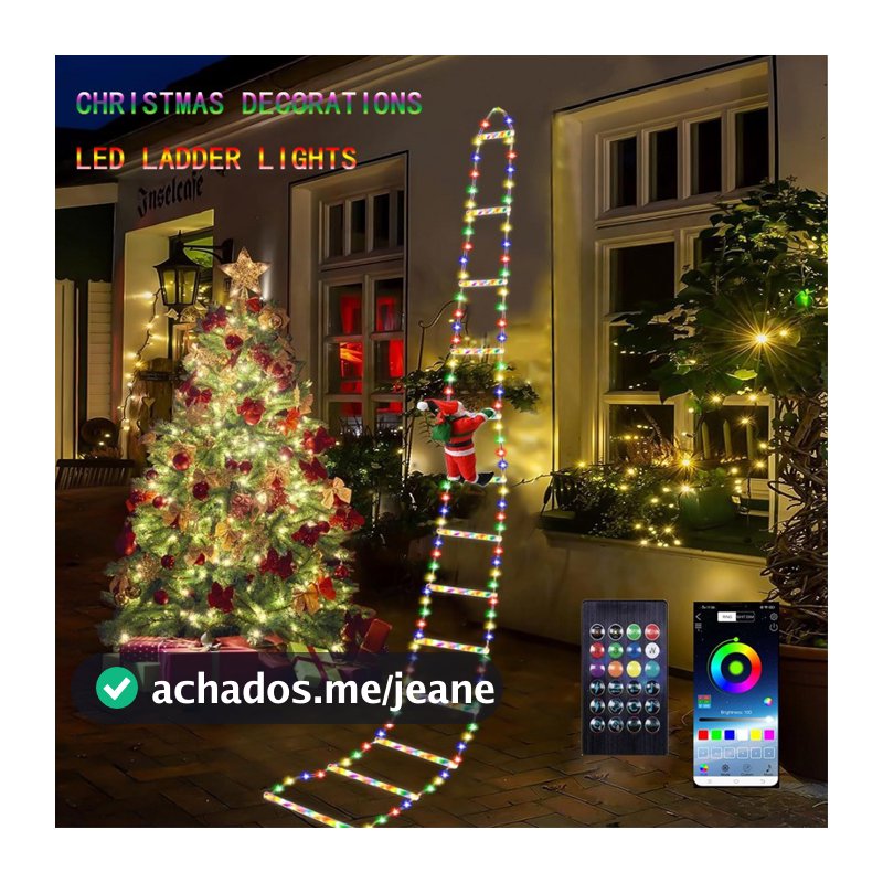 Decorações De Natal Luzes De Escada LED Com Papai Noel Trepador-Decorativas Ao Ar Livre-3M ,