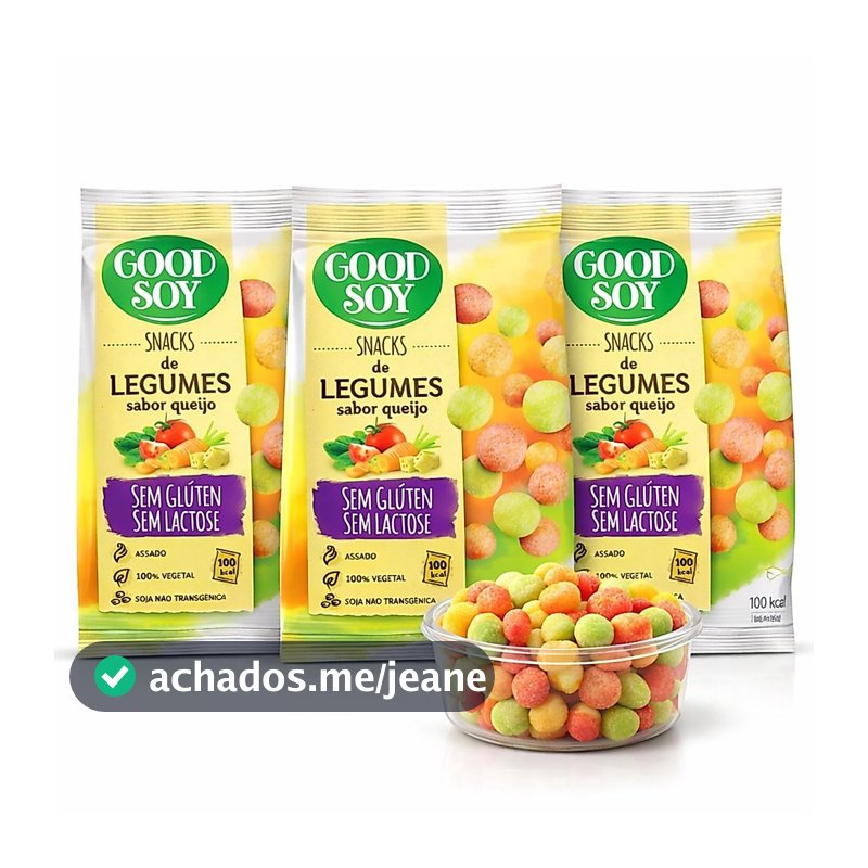 Kit 3 Snacks de Soja GOODSOY s/ Gluten Legumes e Queijo 25g