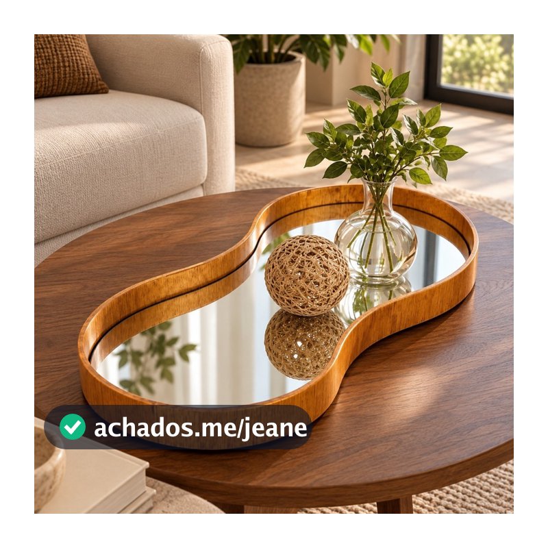 Bandeja Decorativa Orgânica Espelhada Porta Perfumes Maquiagem Joias Lavabo Penteadeira Aparador Sala Quarto Banheiro