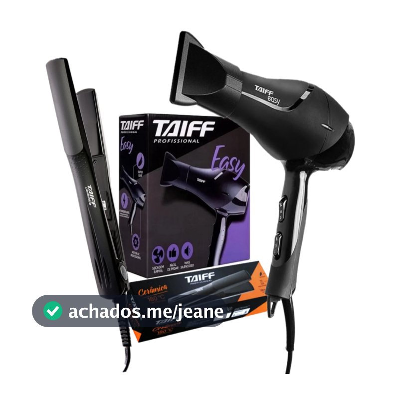 Kit Taiff Secador Easy 1700W e Prancha Taiff Cerâmica 180ºC