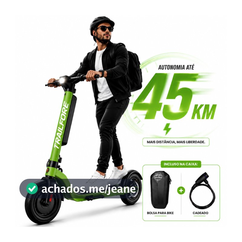 Trailforge-X8 Patinete Elétrico Scooter Eletrica 500W 35km/h 10 polegadas 12.8AH  bateria é removível
