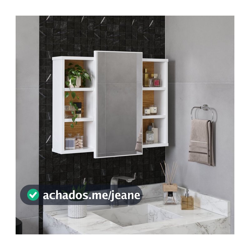 QUEIMA DE ESTOQUE PROMOÇÃO! Espelheira Armario Organizador Para Banheiro Com Prateleira Nicho MADRI