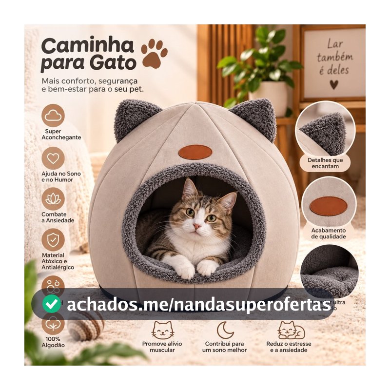 Caminha Pet Toca Iglu Luxo 2 em 1 Pet Cachorro Gato Confortável