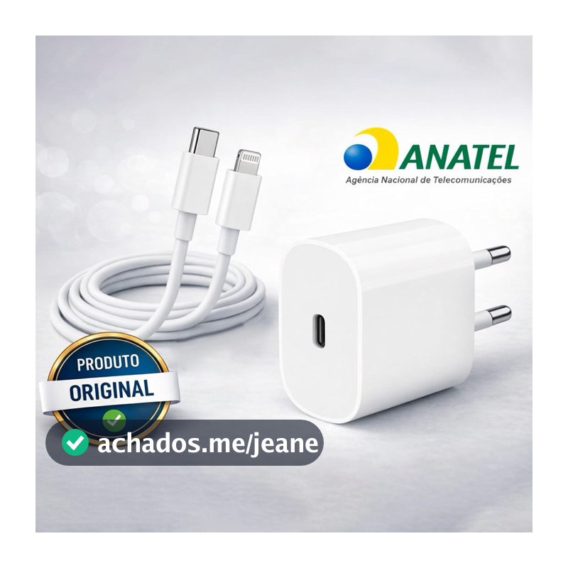 Carregador Turbo 20w bivolt Compatível iPhone USB-C  Carregamento Turbo Compatível iPhone 7 8 X XR 11 12 13 14 Compacto