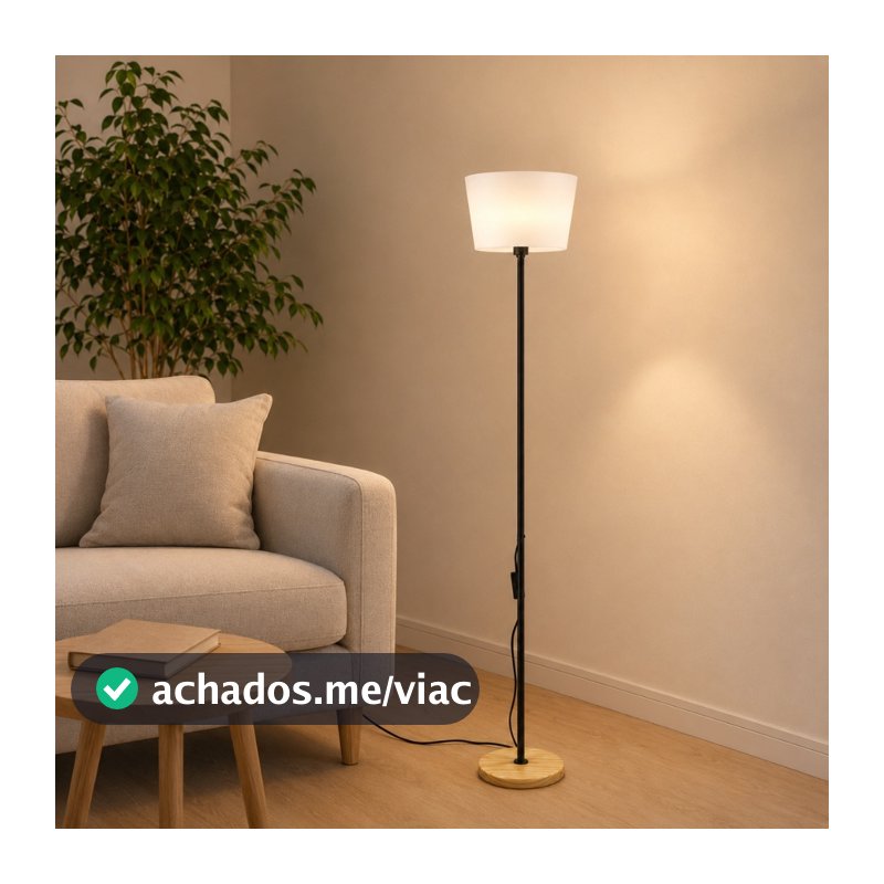 Luminaria de Piso 1,25m c/ Cúpula Moderna BiVolt Chão Estilo Minimalista Abajur Sala de Estar Premium Design Maru LED