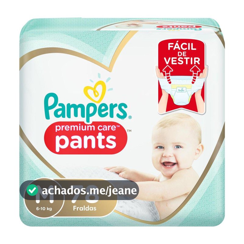 Fralda Pampers Pants Premium Care Jumbo M 78 Unidades