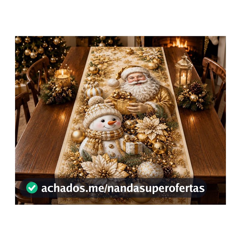 Caminho de Mesa 1,30x50 Decoração P/ Natal Mesa Posta Decoração Natalina Cozinha Sala Enfeite Natal