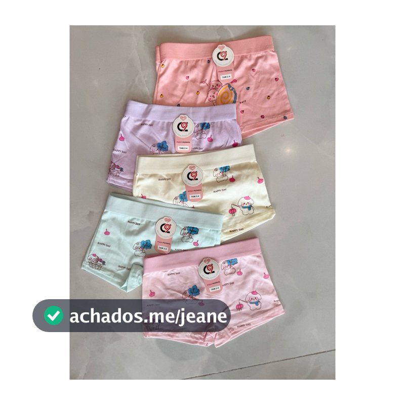 Kit 6 Calcinha Box Shortinho FEMININA MENINA INFANTIL JUVENIL Boxer  Confortável Criança Estampas Sortidas