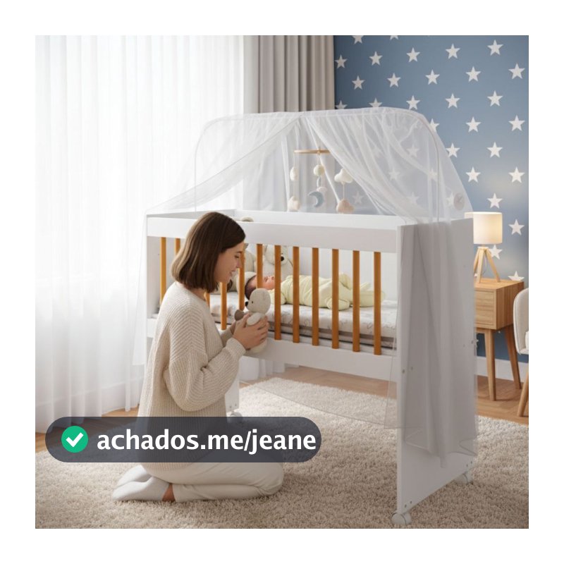QUEIMA DE ESTOQUE Mini Berço Moisés Multifuncional MDF e Rodízios com Colchão Suporte Mosqueteiro