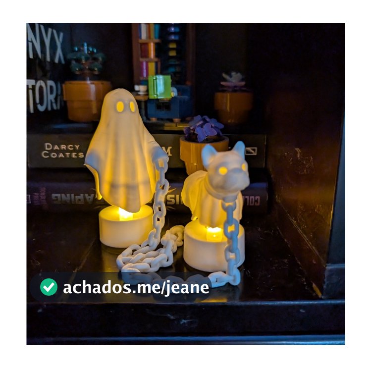 Fantasma Flutuante Porta Vela com Corrente e Cachorro para Decoração de Halloween Iluminação Temática