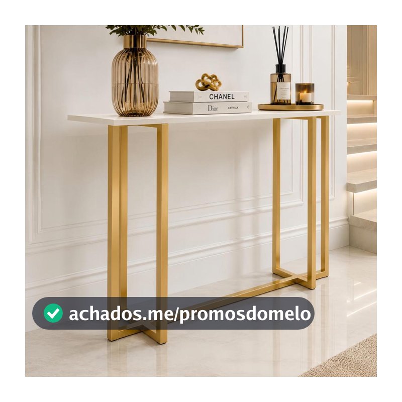 Aparador Buffet Classic Minimalista MDF Aço Dourado Sala de Estar, Jantar, Cozinha e Hall de Entrada