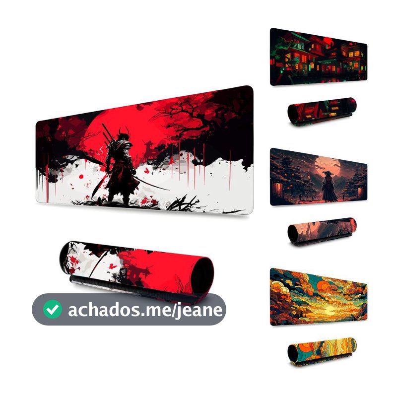 Mouse Pad Gamer 60x30cm / 65x32cm / 70x35cm / 80x40cm / 90x40cm Borda Costurada Estampas Oriental