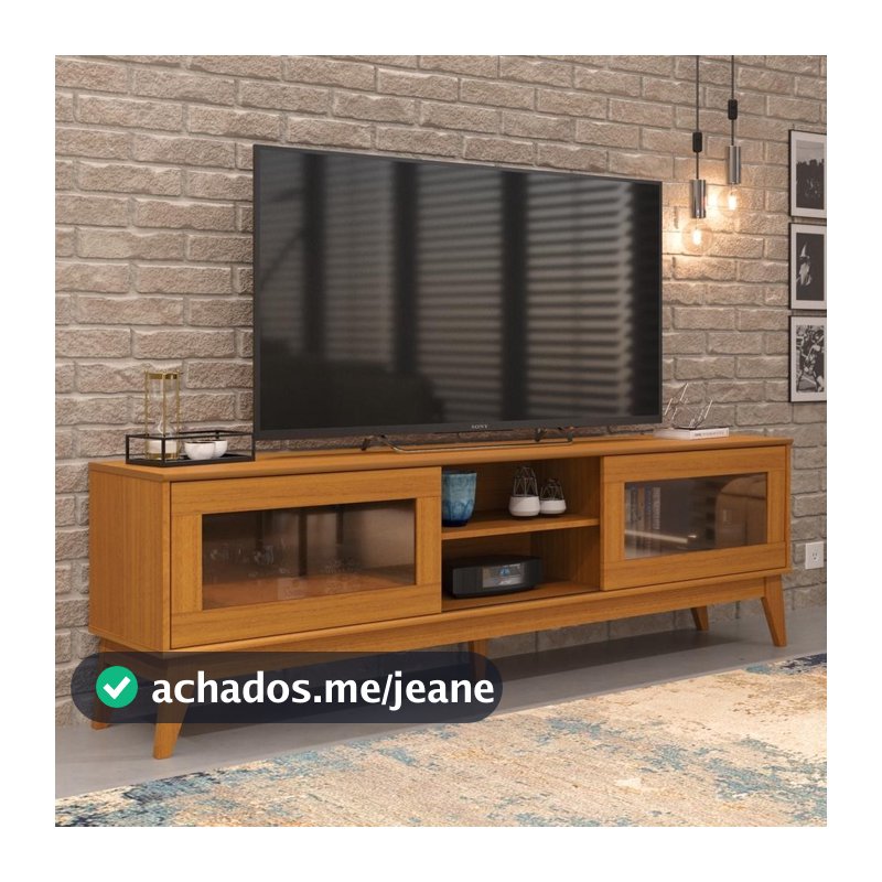 Rack Para Tv Até 65 Polegadas Amber 2 Portas Vidro Deslisante Reflecta 180Cm - Vianossa