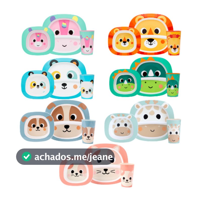 Kit Refeição Infantil Para Introdução Alimentar Buba Zoo Buba Prato Com Divisória + Bowl + Copo Bebê