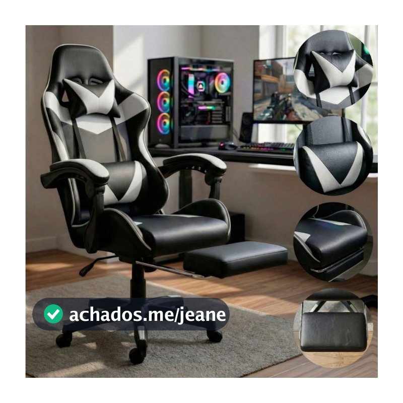 Cadeira Gamer Profissional Escritório Ergonômica Reclinável Confortável Com Rodinha E Apoio Para Pés