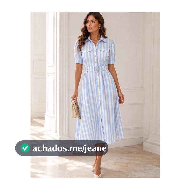 VESTIDO MIDI LISTRADO FEMININO MODA CASUAL ELEGANTE COM CINTO