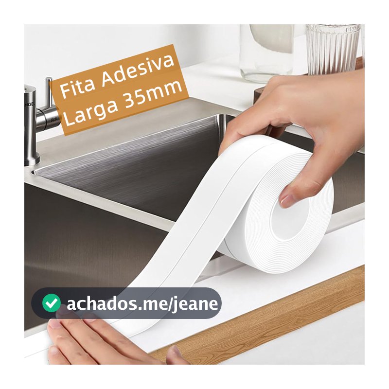 Fita Adesiva Vedação PVC Impermeável Banheiro Pia Antimofo Parede Selante Tape Larga Autoadesiva Branco Vaso Sanitário