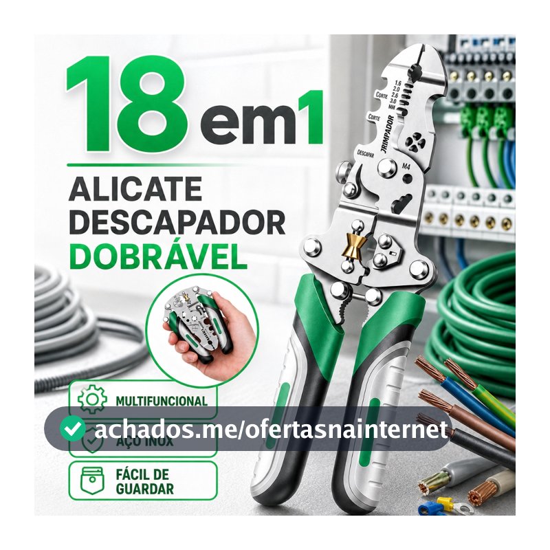 Alicate Decapador Multiuso 18 em 1 KINETX Crimpador Descascador Cortador de Fios Para Eletricista