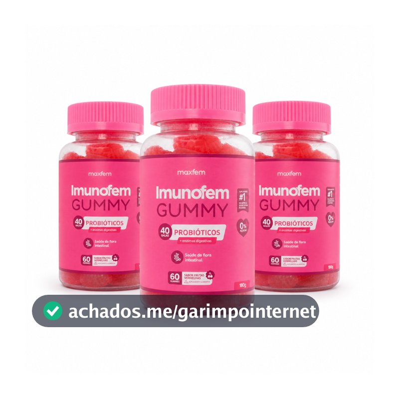 Kit 3x Gummy Suplemento Probiótico 40bi Imunofem Gummy Frutas Vermelhas | 3x 60 Gummy