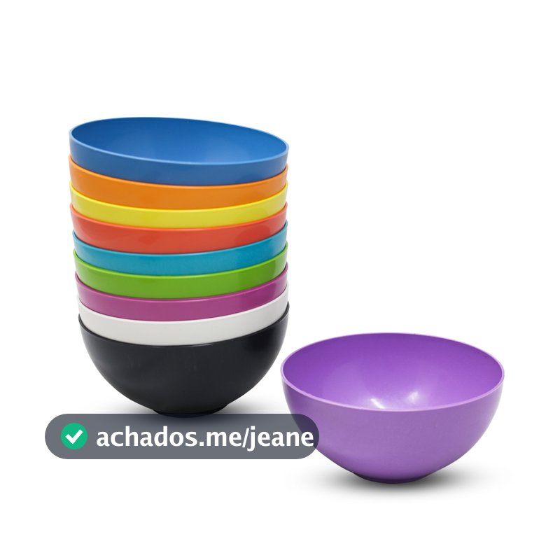 Kit 10 Potes Cozinha 380ml Tigelas Cumbucas Bowls Plástico Colorido Vivas Açaí Sorvete Doce Salgado