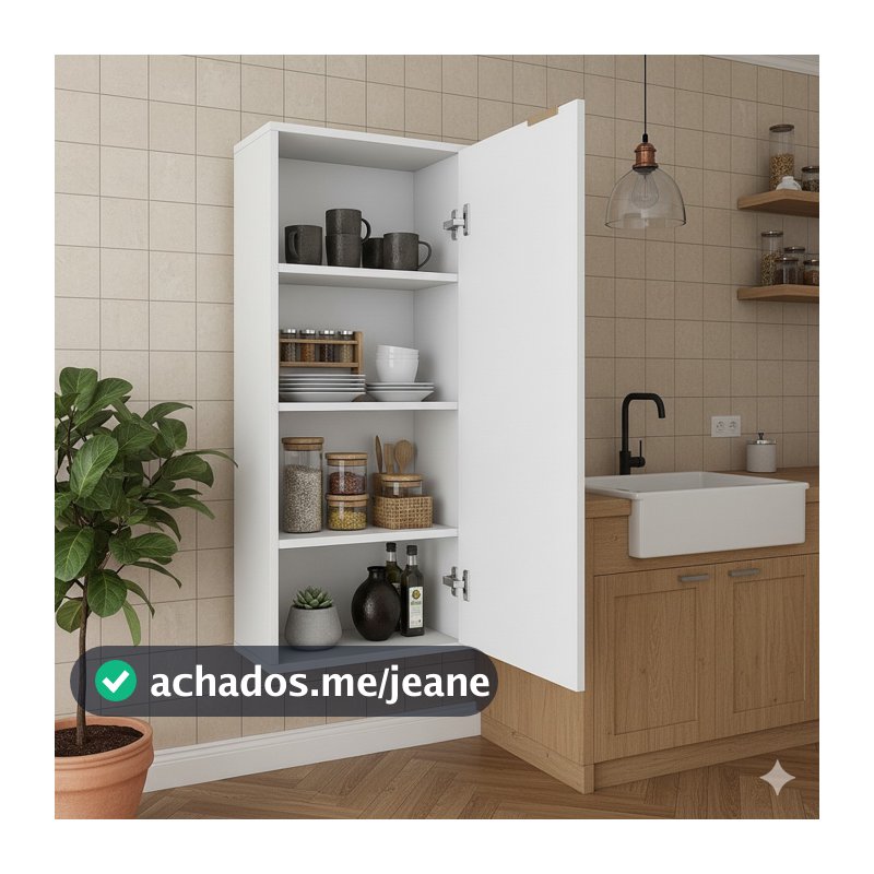 QUEIMA DE ESTOQUE - Armário Multiuso Aéreo com 3 Prateleiras e 1 Porta – Ideal para Cozinha