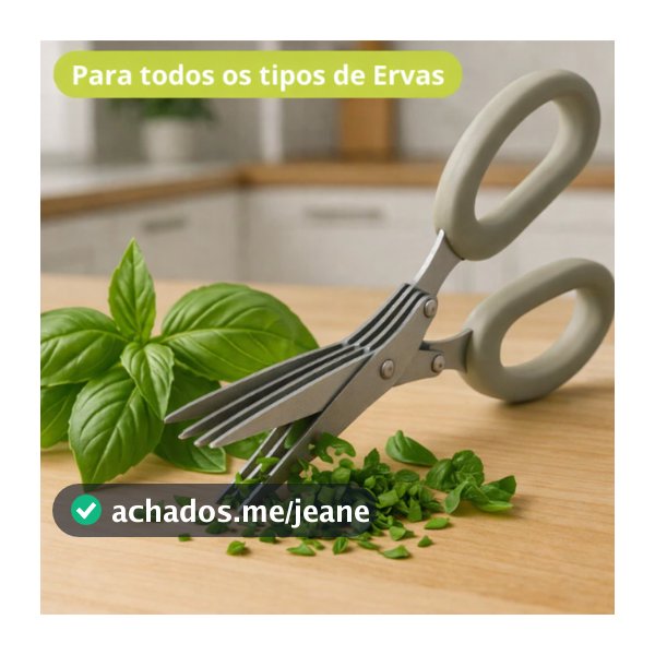 Tesoura para picar ervas cebolinha cheiro verde hortelã - Aço inox de alta resistência