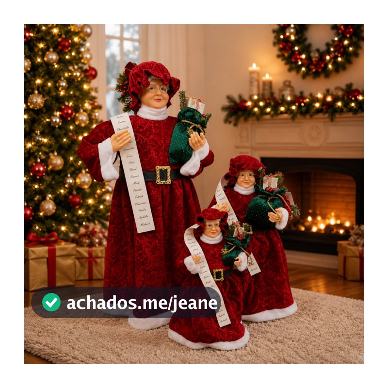 Mamãe Noel Tradicional c/ Presente Decoração Natal Luxo Enfeite Natalino