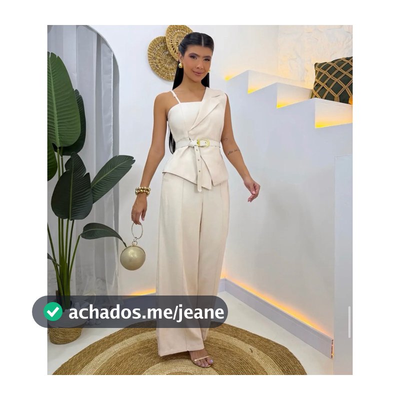 Conjunto Feminino Social Elegante Calça Larga Regata Blazer Acinturada Tendência 2026 feminino Eventos e encontros