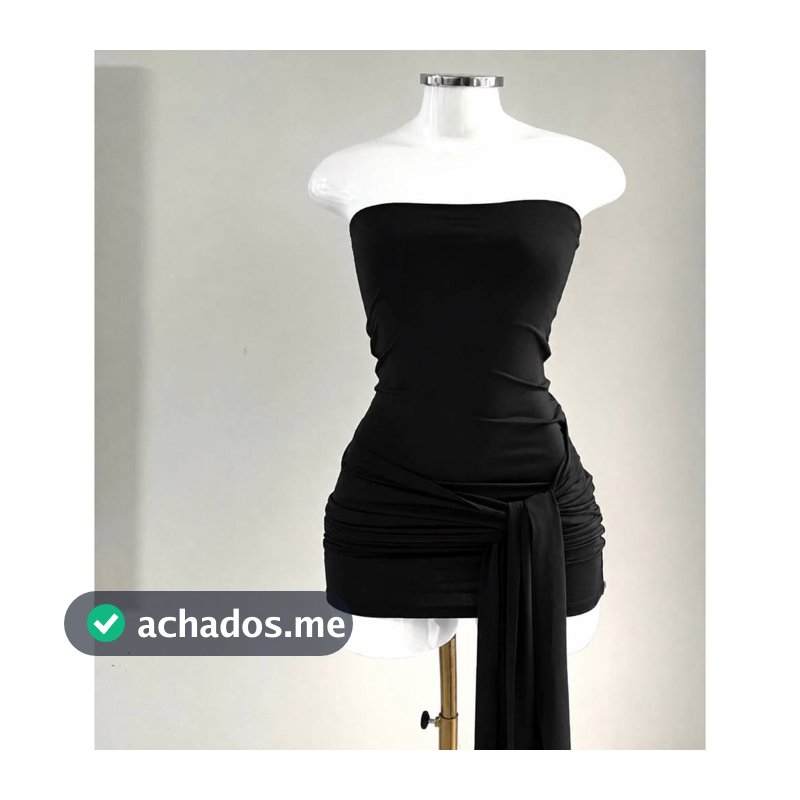 Vestido drapeado feminino curto com amarração lateral e forro no busto suplex premium (CHICA)