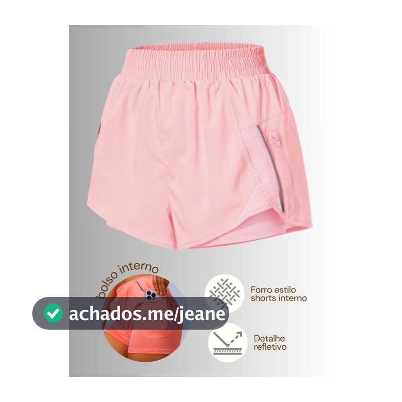 Shorts Fitness com Bolso Interno e Detalhe Refletivo – Performance, Segurança e Conforto