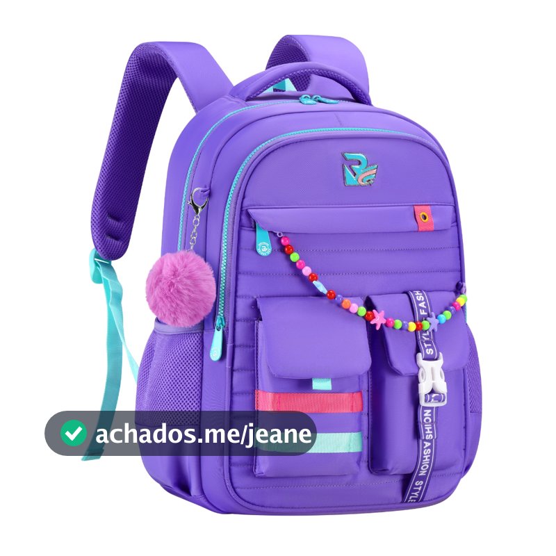 Mochila Escolar Feminina Fofa Pompom Impermeável Reforçada e Confortável para Escola Viagem Estudantes Notebook Bolsa