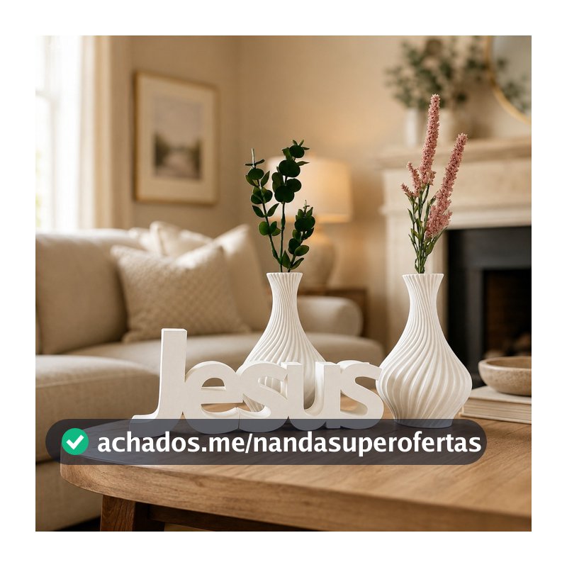 Kit Decorativo Vaso Palavra Jesus para Sala Mesa Enfeite para sua casa