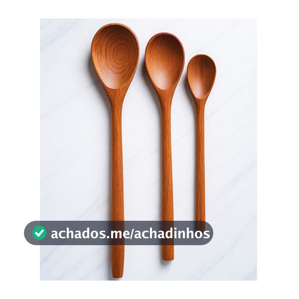 Kit 3 Colheres De Pau Madeira Maciça Polida - Utensílios De Cozinha - Envio Imediato